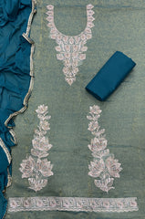 Pure Skylon Suit Set with Zari & sequence Work