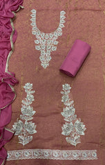 Pure Skylon Suit Set with Zari & sequence Work