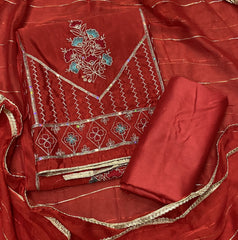 Classy Glass Organza Suit Set with Sequence & Zari Thread Work