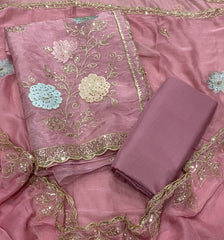 Crush Silk Suit Set with Zari & Sequins Work