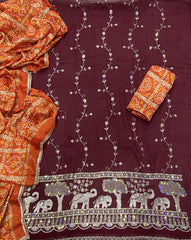 Fancy Shimmer Suit Set with Zari & Sequins Work