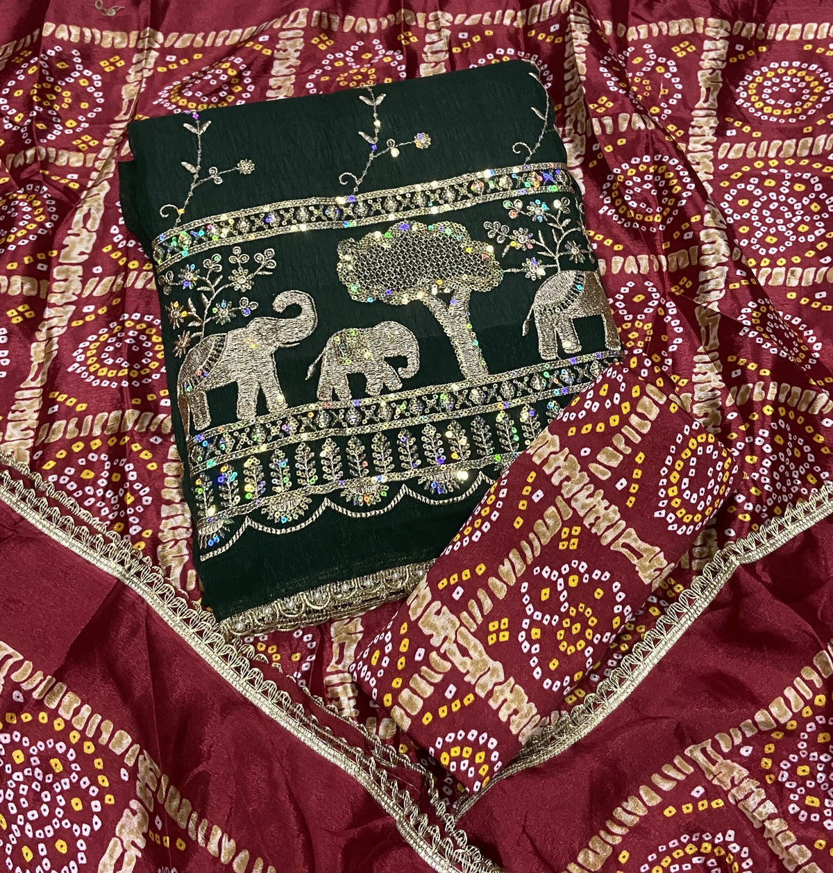 Fancy Shimmer Suit Set with Zari & Sequins Work