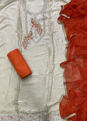 Crush Silk Suit Set with Zari & Stone Work