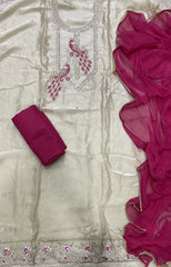 Crush Silk Suit Set with Zari & Stone Work
