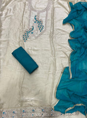 Crush Silk Suit Set with Zari & Stone Work