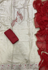 Crush Silk Suit Set with Zari & Stone Work