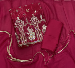 Classy Glass Organza Suit Set with sequence & Zari Thread Work