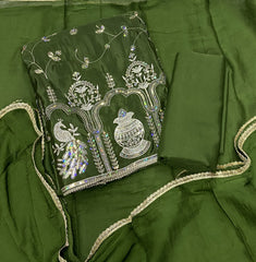 Classy Glass Organza Suit Set with sequence & Zari Thread Work
