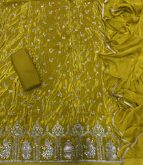 Classy Glass Organza Suit Set with sequence & Zari Thread Work