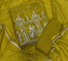 Classy Glass Organza Suit Set with sequence & Zari Thread Work