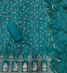 Classy Glass Organza Suit Set with sequence & Zari Thread Work