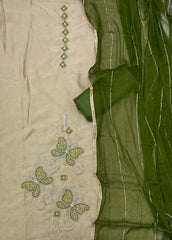 Radiant Gold Crush Crunchy Beads Work Suit Set