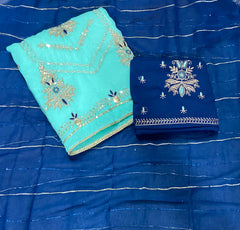 Fancy Shimmer Suit Set with Sequins & Zari Work