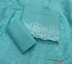 Graceful Cotton Chikankari  Suit Set  DN1 (Blue)