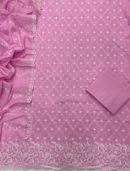 Graceful Cotton Chikankari Suit Set DN3 (Pink)