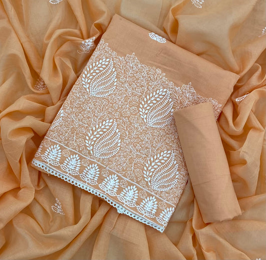 Cotton Chikankari Suit Set D2 (Orange)