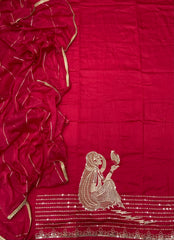 Karwa Special Red Organza Heavy Sequins & Thread Work Suit Set