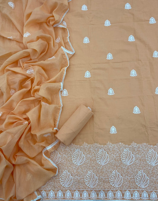 Cotton Chikankari Suit Set D2 (Orange)