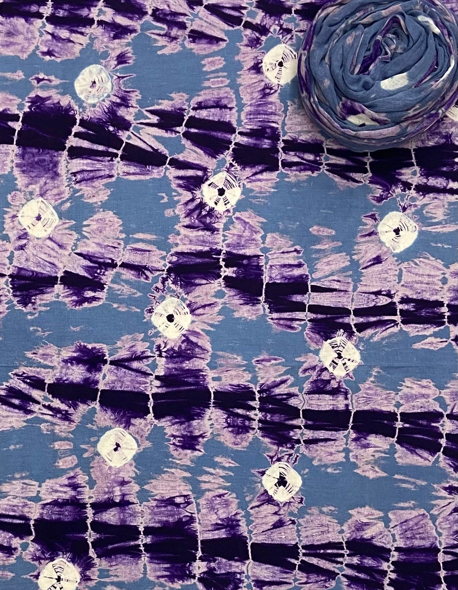 Allover Classic Tie Dye Suit (Grey-Purple)