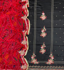 Fancy Jaam Suit Set with Heavy Thread Embroidery work (Bandhani Print dupatta with Work)