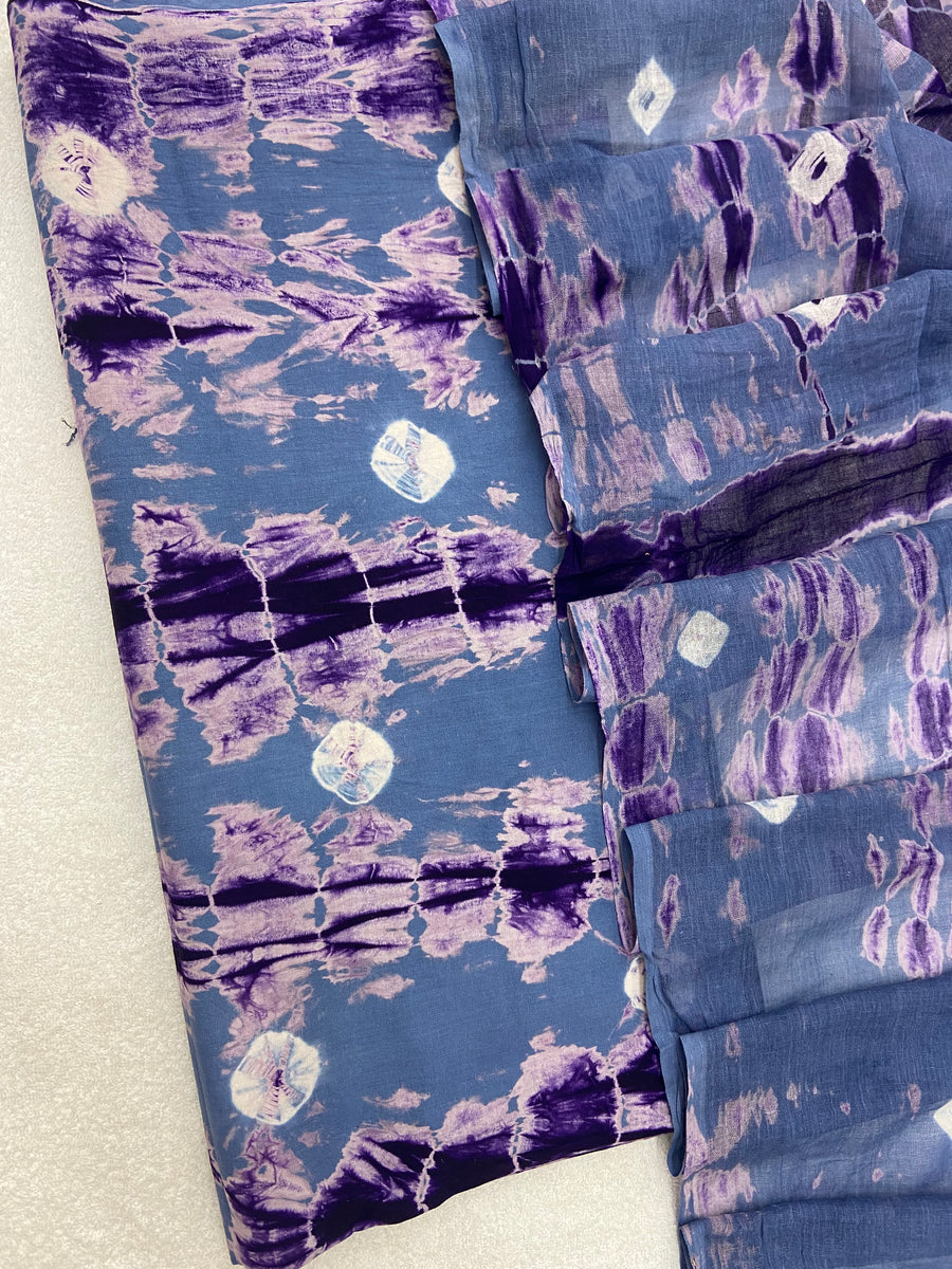 Allover Classic Tie Dye Suit (Grey-Purple)