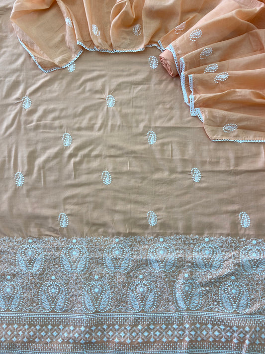 Cotton Chikankari Suit Set D1 (Orange)