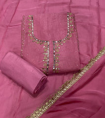 Fancy Crunchy Suit Set with Mirror & Cutdana Work