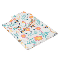 Yanchi Floral Haven 144 TC 100% Cotton King Size Bedsheet with 2 Pillow Covers, Orange
