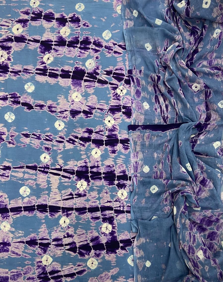 Allover Classic Tie Dye Suit (Grey-Purple)