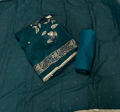Fancy Crunchy Suit Set with Sequins Heavy Zari Thread Work