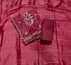 Fancy Glass Organza Suit Set with Heavy Pearl & Cutdana Work