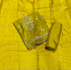 Fancy Glass Organza Suit Set with Heavy Pearl & Cutdana Work