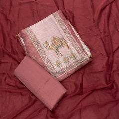 Classy Femora Linen Shimmer Silk Suit Set with Swarovski Work