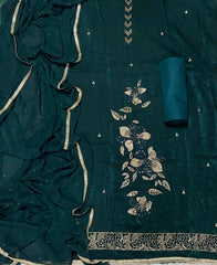 Fancy Crunchy Suit Set with Sequins Heavy Zari Thread Work