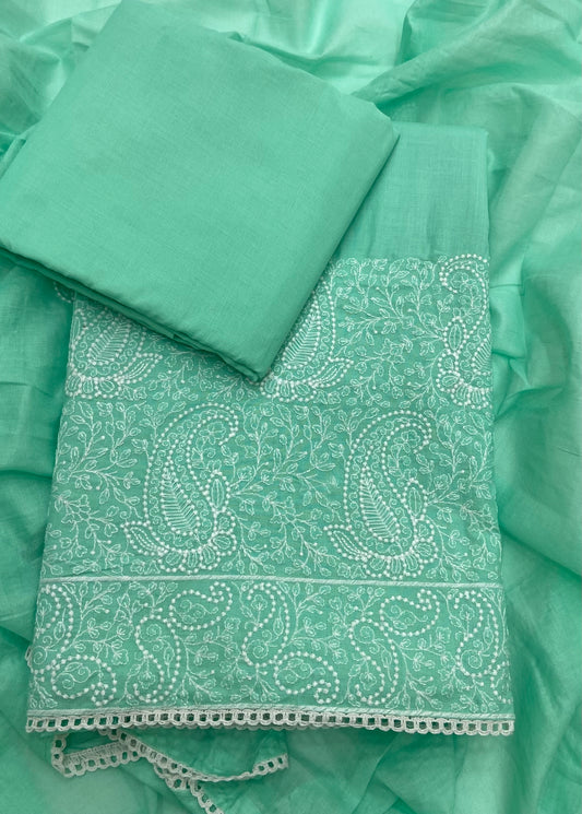 Cotton Chikankari Suit Set D4 (Sea Green)