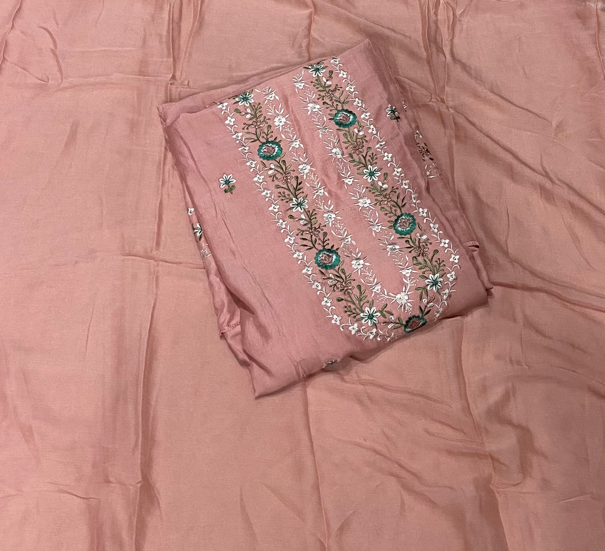 Classy Muslin Allover Suit Set with Elegant Thread Embroidery