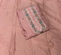 Classy Muslin Allover Suit Set with Elegant Thread Embroidery