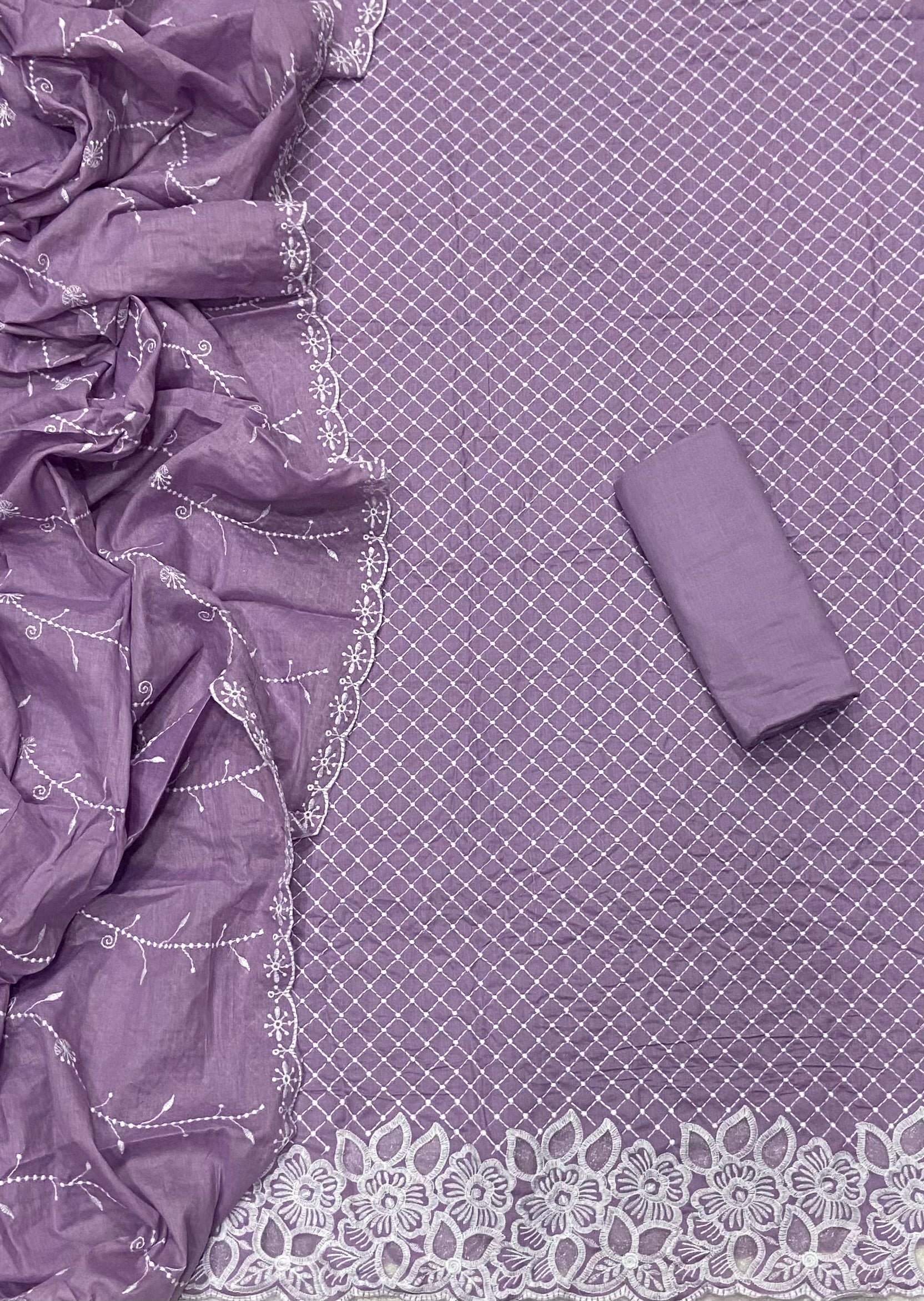Graceful Cotton Chikankari  Suit Set  DN1 (lavender)