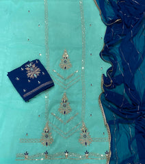 Fancy Shimmer Suit Set with Sequins & Zari Work