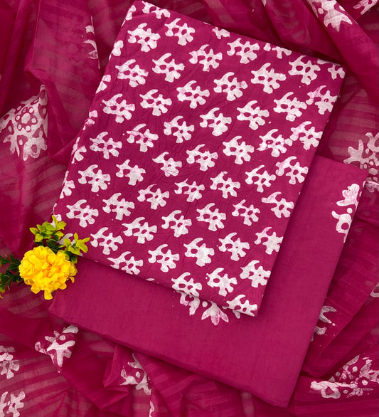 Block Print Cotton Suit Set (Pink)