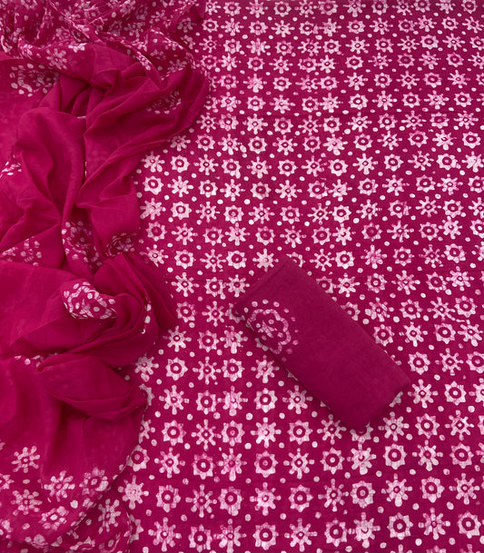 Block Print Cotton Suit Set (Pink)