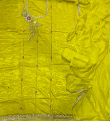 Glass Organza Suit Set with Heavy Real Mirror & Pearl Work