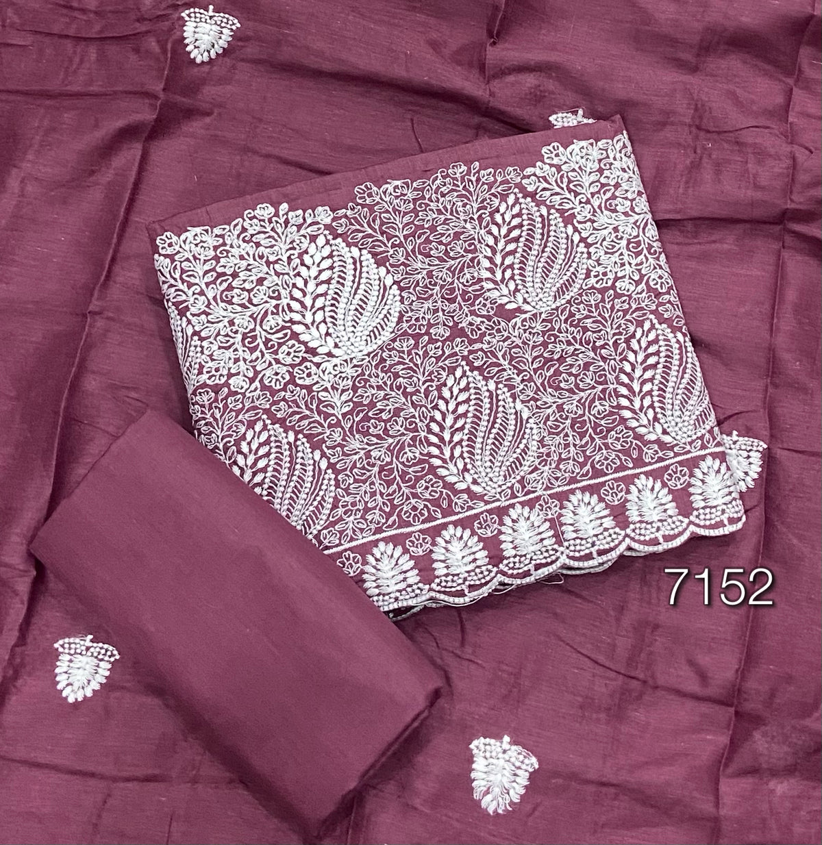 Cotton Chikankari Suit Set D2 (Wine)