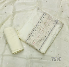 Classy Muslin Silk Suit Set with Banarsee Weave