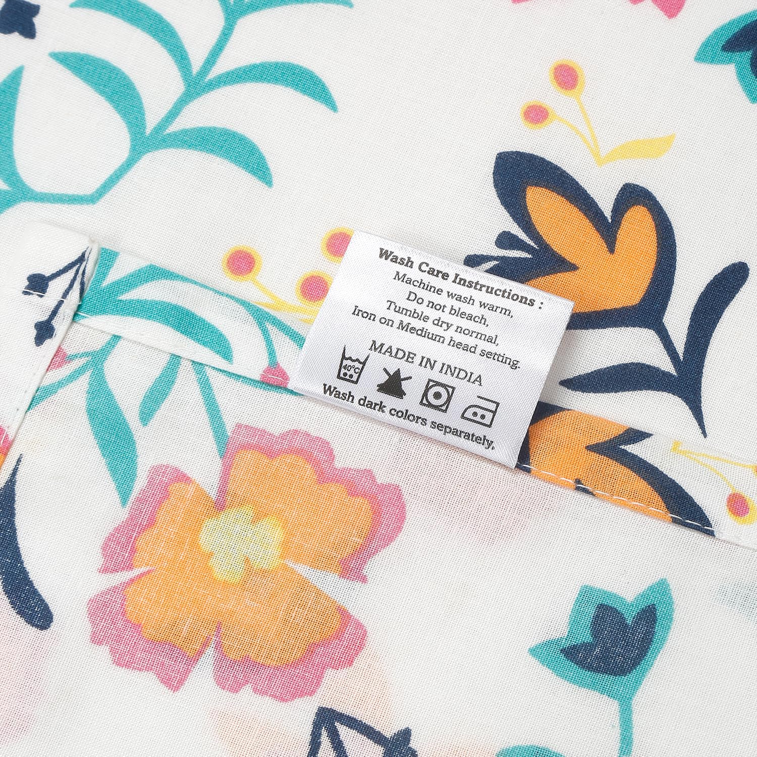 Yanchi Floral Haven 144 TC 100% Cotton King Size Bedsheet with 2 Pillow Covers, Orange