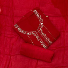 Karwa Special Red Organza Heavy Sequins & Cutdana Work Suit Set