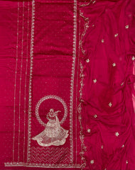 Karwa Special Red Fancy Jaam Heavy Zari Embroidery Work Suit Set