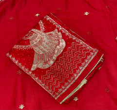 Karwa Special Red Fancy Jaam Heavy Zari Embroidery Work Suit Set