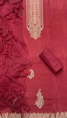 Classy Muslin Silk Suit Set with Banarsee Weave