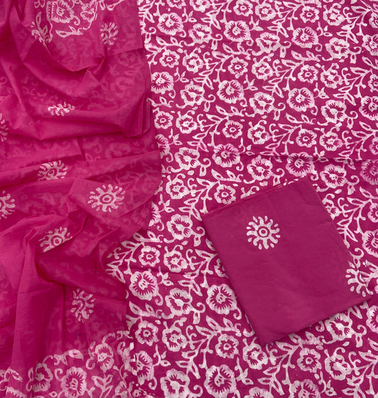 Block Print Cotton Suit Set (Pink)